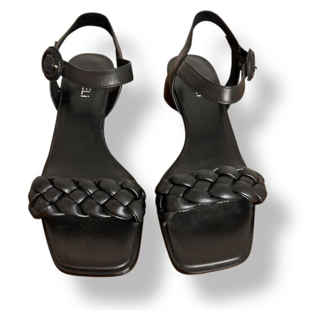 VANELi Women's Kalee Sandal In Black Super Napa Braided Strap Round Heel Sz 8W